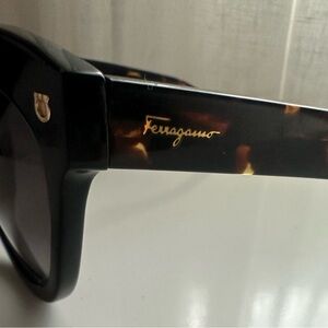 Ferragamo Black Sunglasses with Tortoise Sides